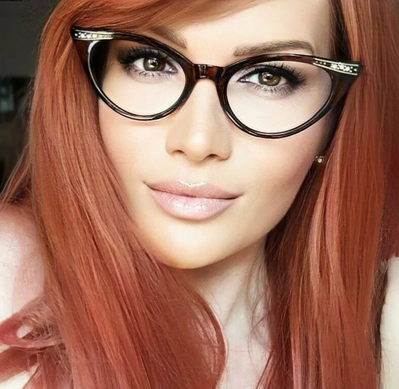 Retro Thin Cat Eye PinUP Rockabilly Crystals Eyeglasses Clear WaYfe Frames 1317