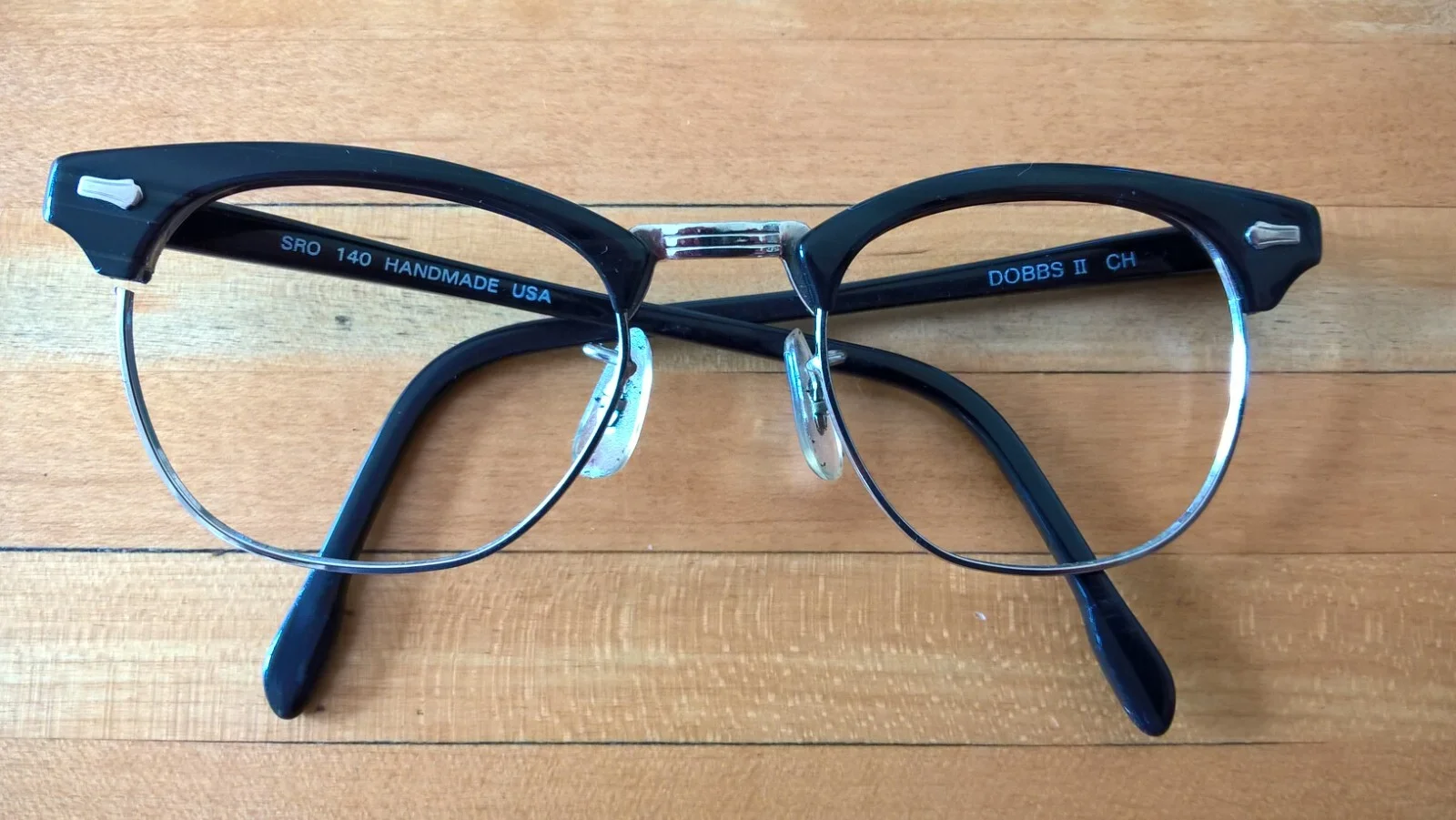 Retro Vintage Eyeglass Frames -- Dobbs II CH SRO 140 Handmade USA; Needs Repair