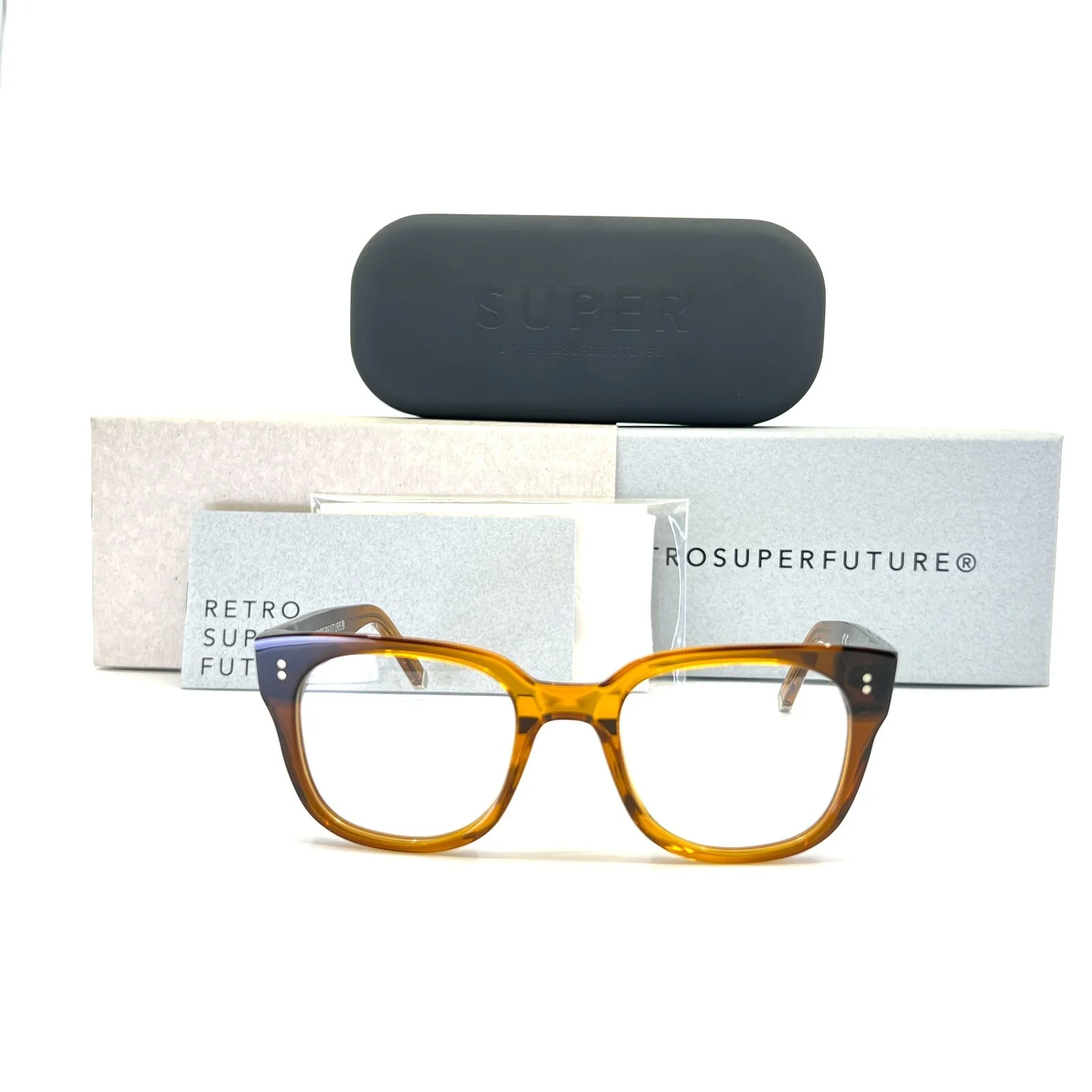 RETROSUPERFUTURE 4CC/R Numero 8 Eyeglasses Brown Square Frames 49-21 145 mm 1