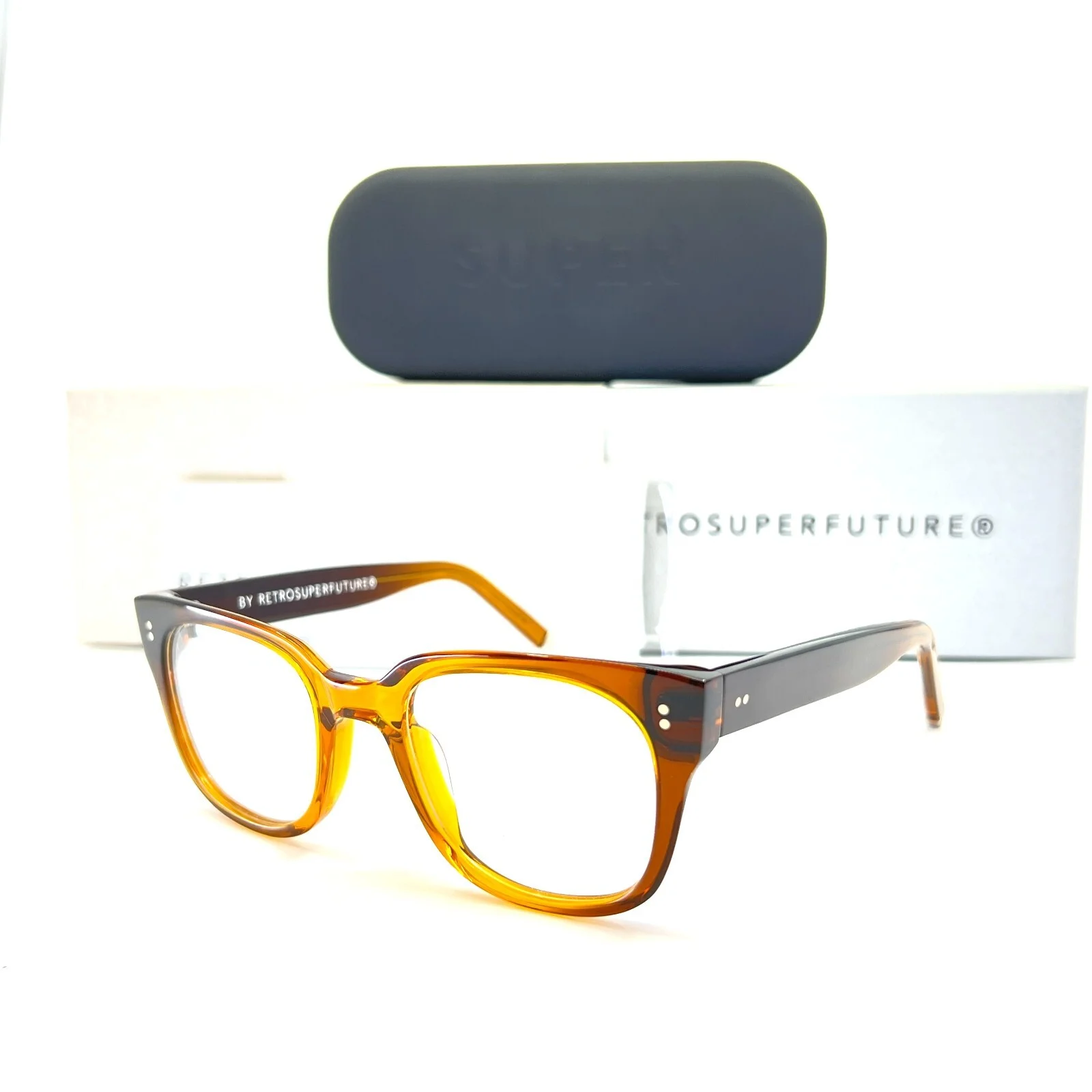 RETROSUPERFUTURE 4CC/R Numero 8 Eyeglasses Brown Square Frames 49-21 145 mm 3
