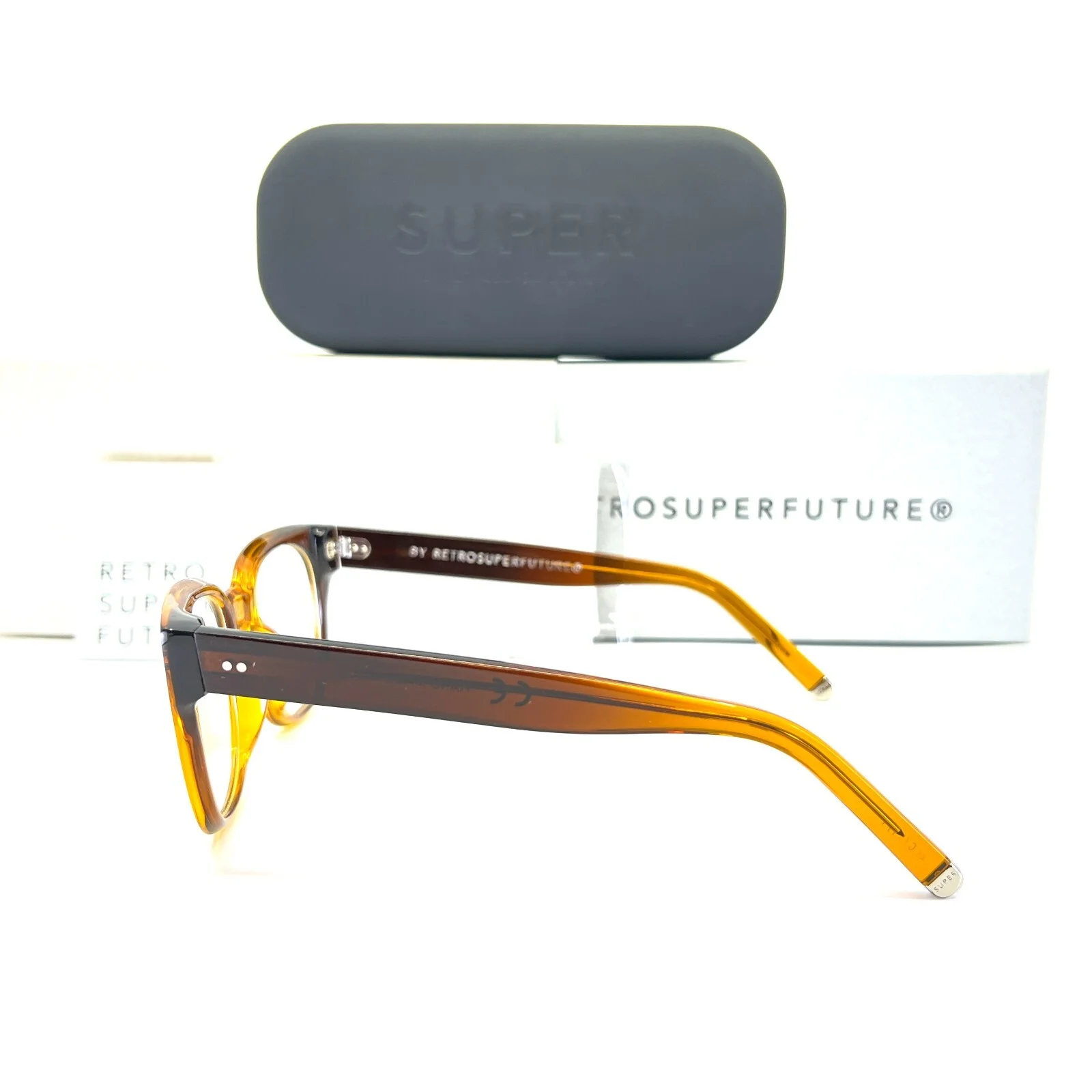 RETROSUPERFUTURE 4CC/R Numero 8 Eyeglasses Brown Square Frames 49-21 145 mm 4