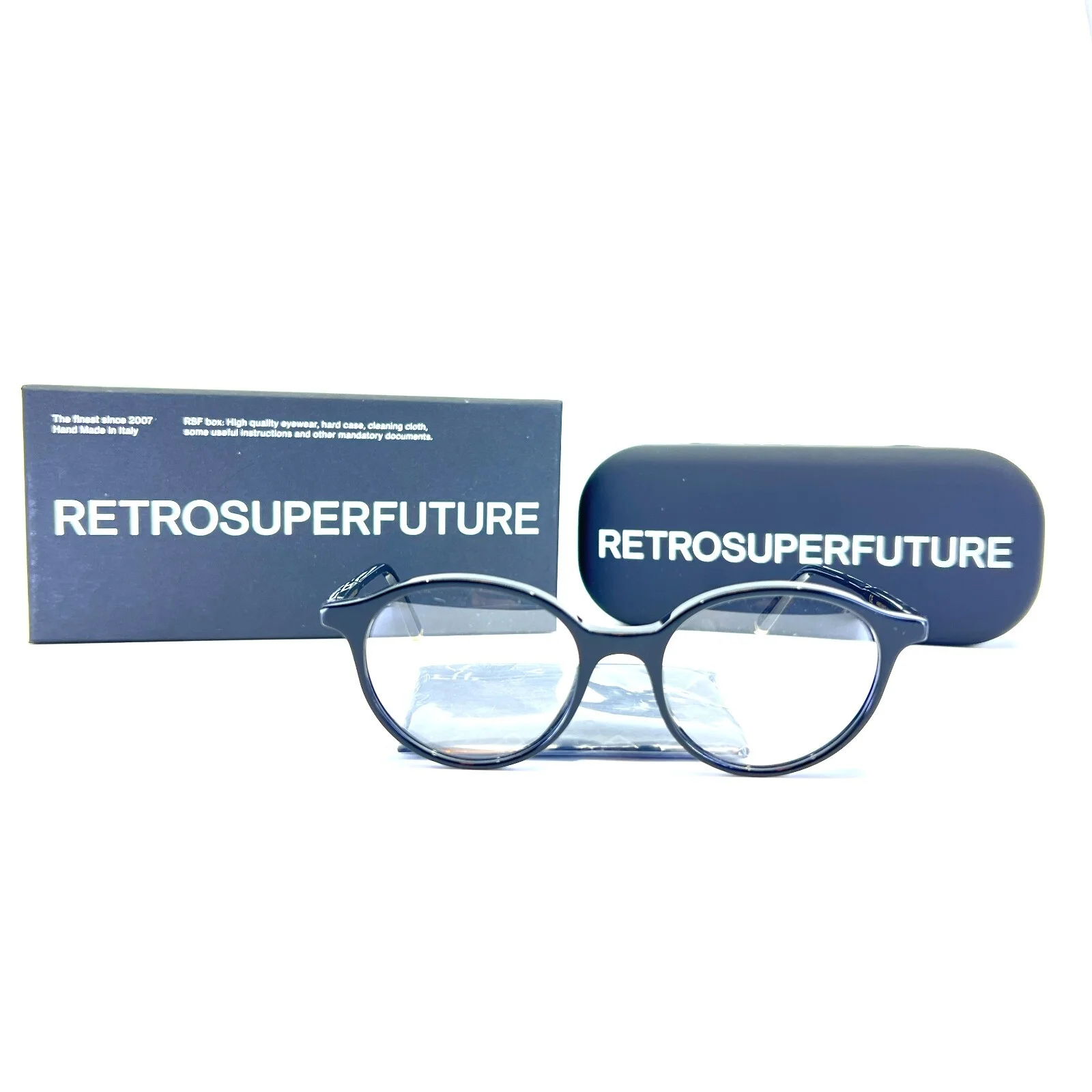 RETROSUPERFUTURE 52 NERO O3Y Black Eyeglasses Round Acetate Frames 49-18 145 mm
