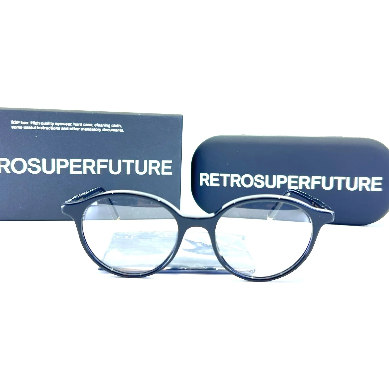 RETROSUPERFUTURE 52 NERO O3Y Black Eyeglasses Round Acetate Frames 49-18 145 mm 2