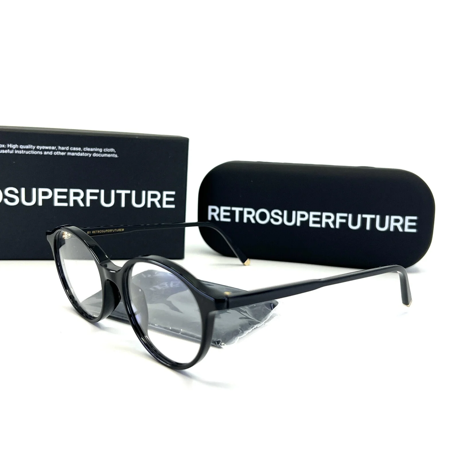 RETROSUPERFUTURE 52 NERO O3Y Black Eyeglasses Round Acetate Frames 49-18 145 mm 3