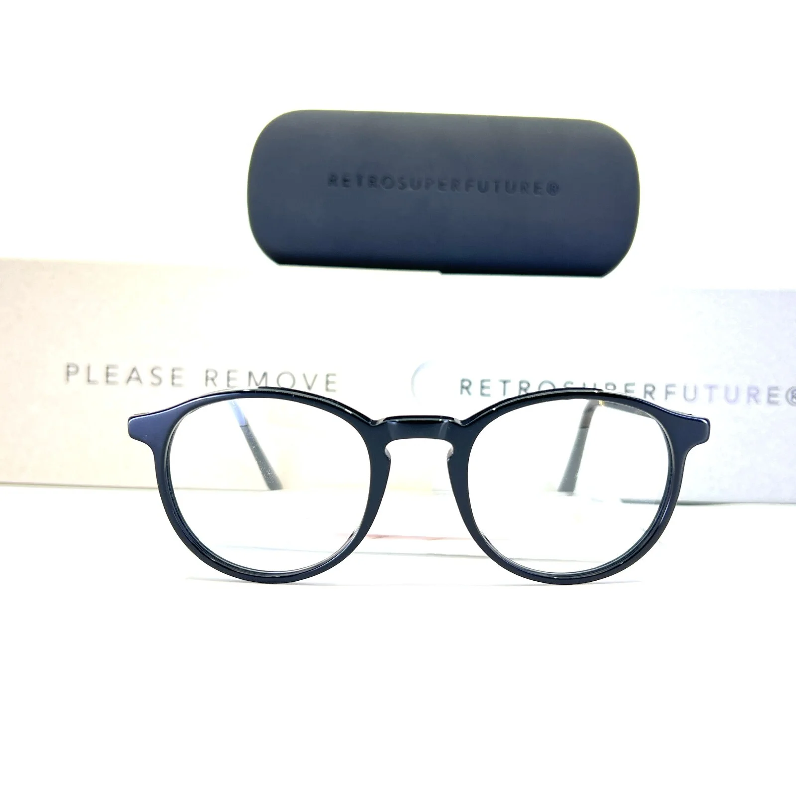 RETROSUPERFUTURE ORD/0/B4/T Black Eyeglasses Round Acetate Frames 46-20 145 mm 1