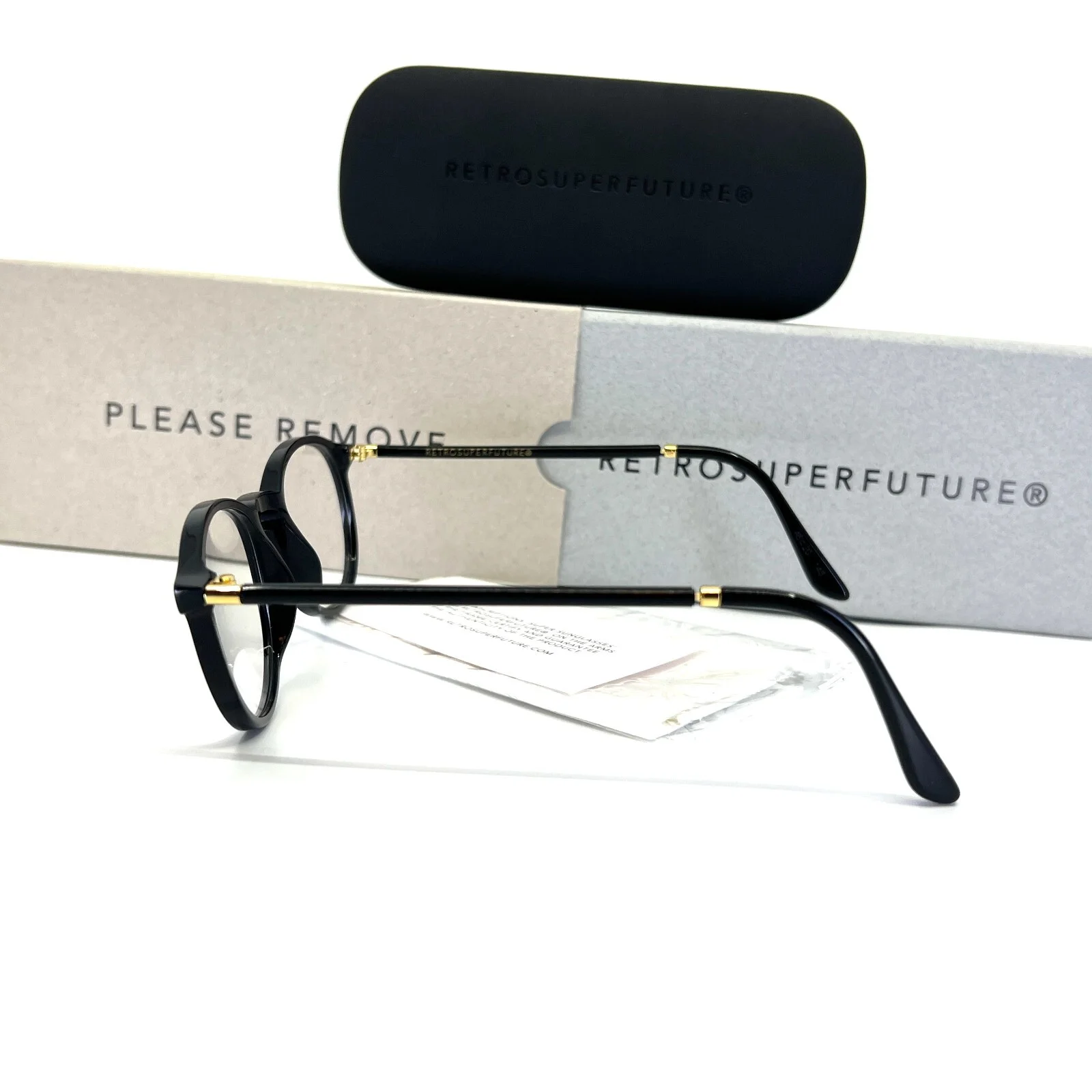 RETROSUPERFUTURE ORD/0/B4/T Black Eyeglasses Round Acetate Frames 46-20 145 mm 3