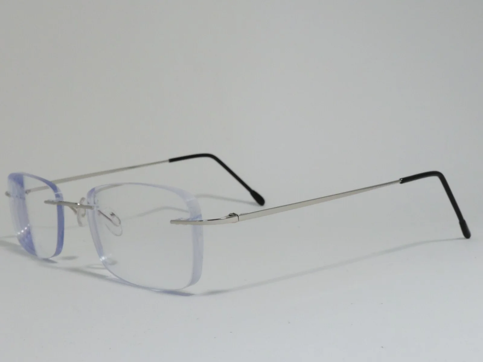 REVEL DWAYNE THIN METAL RECTANGULAR RIMLESS EYEGLASS FRAMES SILVER 53-18-145 NEW 2