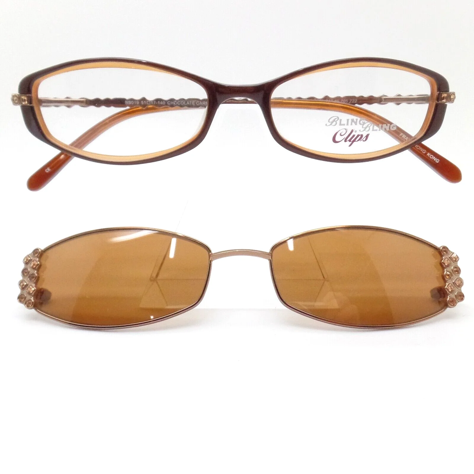 Revolution Bling Bling Frames w Clip Ons bb019 Brown Polarized New Authentic