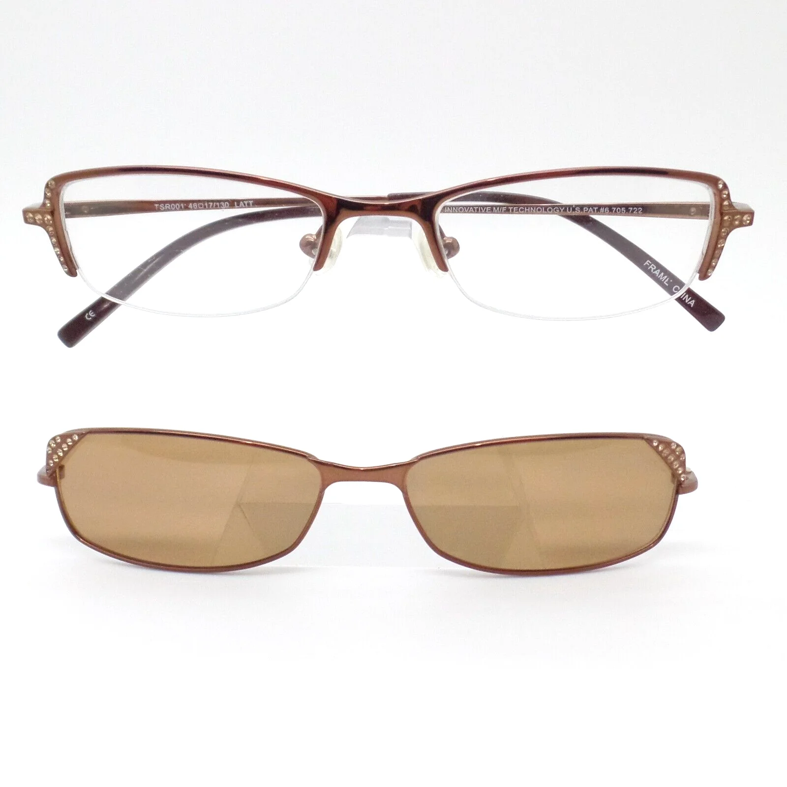 Revolution Bling Raven Frames w Clip Ons tsr001 Latte Polarized New Authentic