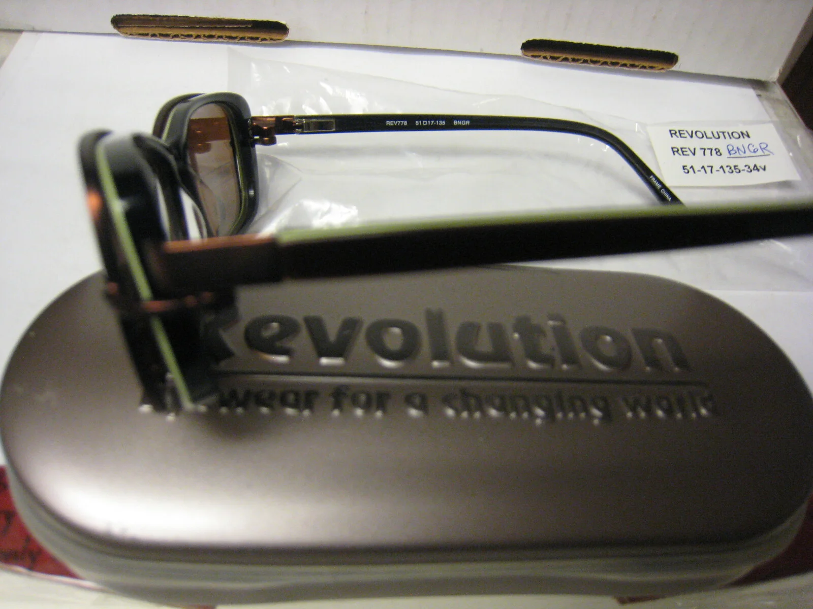 Revolution Eyeglass Frame W/ Magnet sun shade REV778 in BNGR 51-17-135 w/case 3
