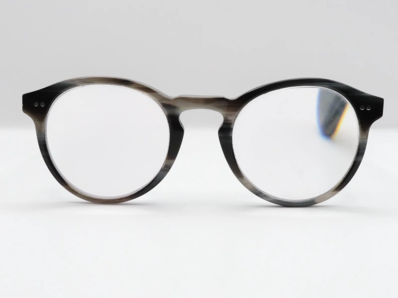RFLKT EYEWEAR THEORY ROUND ACETATE EYEGLASS FRAMES C4 STRIPED GRANITE 48-21-143