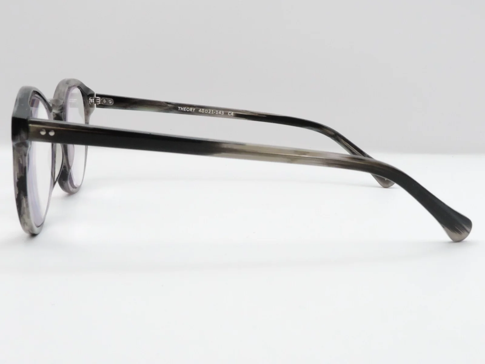 RFLKT EYEWEAR THEORY ROUND ACETATE EYEGLASS FRAMES C4 STRIPED GRANITE 48-21-143 3