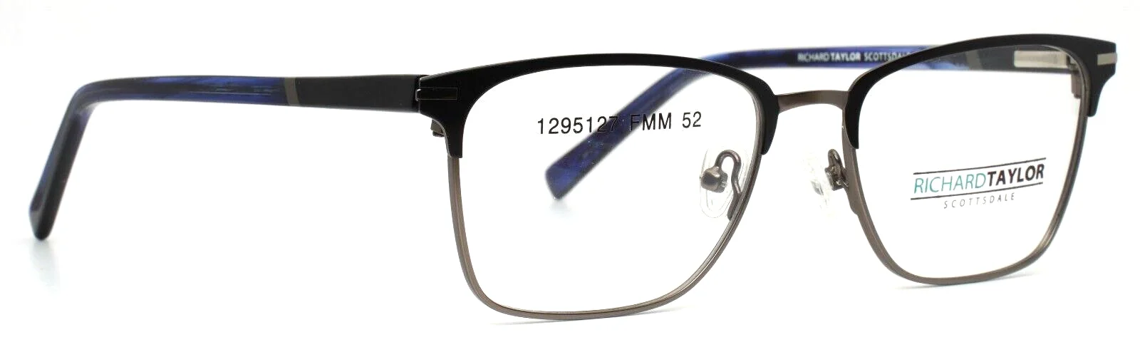 RICHARD TAYLOR SCOTTSDALE Ezra Black Mens Rectangle Eyeglasses 52-17-140 B:37 3