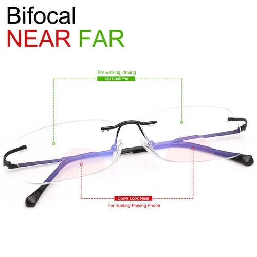 Rimless Clear Bifocal Reading Glasses Blue Light Blocking Readers for Men Women 4