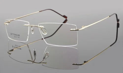 Rimless Flexible β-Titanium Alloy Eyeglasses Frames Rectangle Spectacles Silver 3