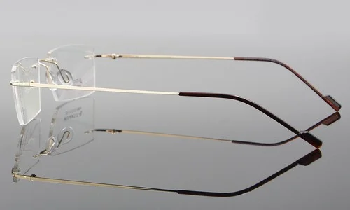 Rimless Flexible β-Titanium Alloy Eyeglasses Frames Rectangle Spectacles Silver 4