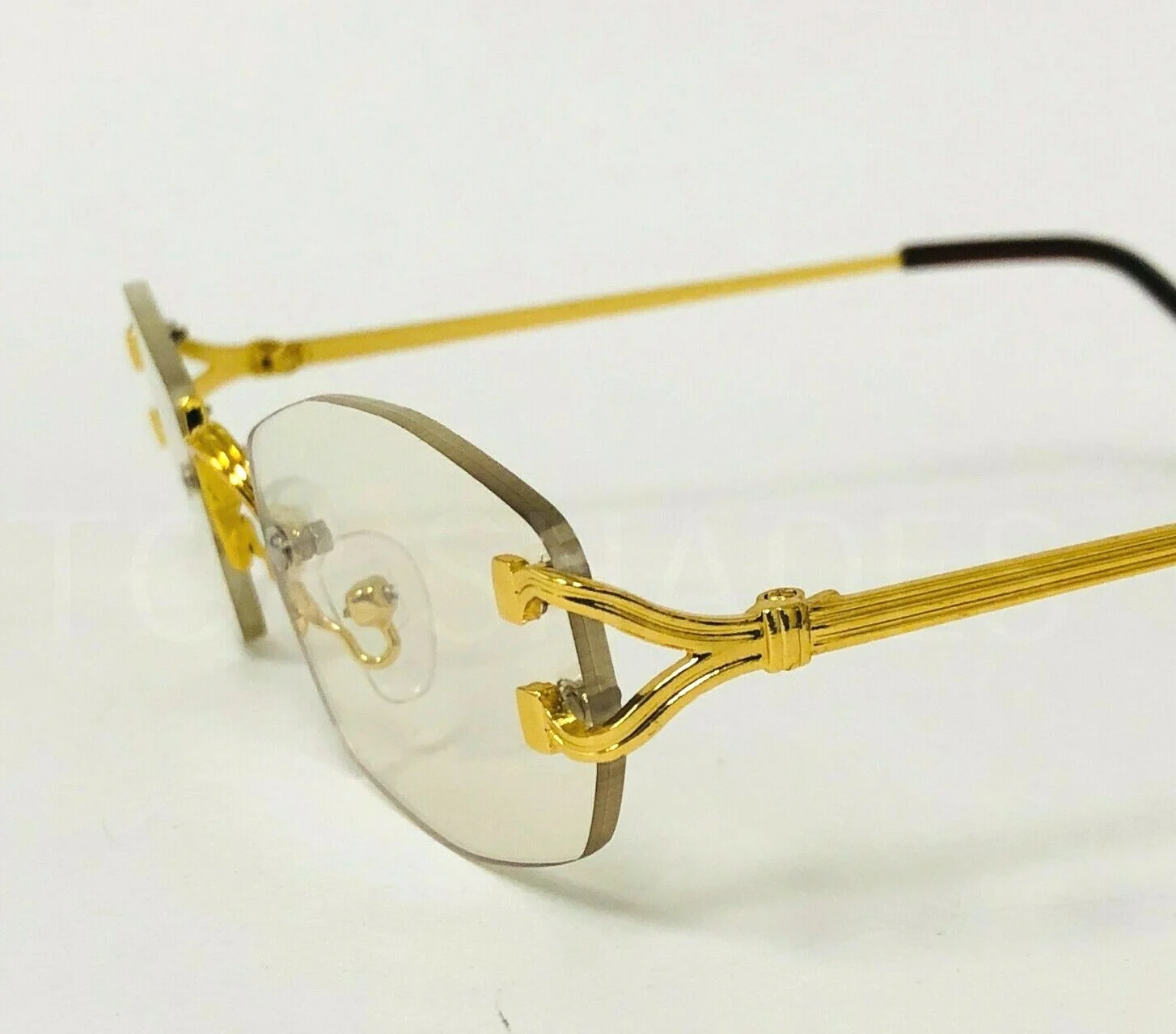Rimless Metal Buffs Designer Eyeglasses Square Gold Clear Lens Glasses Men Women 3