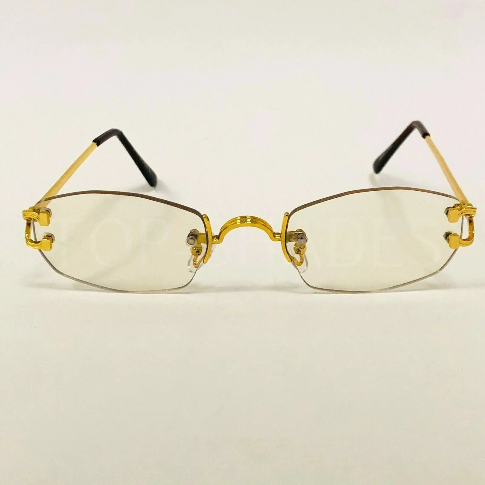 Rimless Metal Buffs Designer Eyeglasses Square Gold Clear Lens Glasses Men Women 4