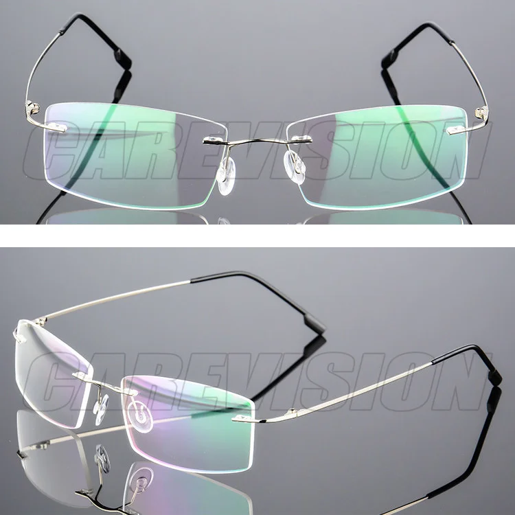Rimless Titanium Alloy RX Prescription Eye Glasses Frame Unisex Flexible 47mm 2