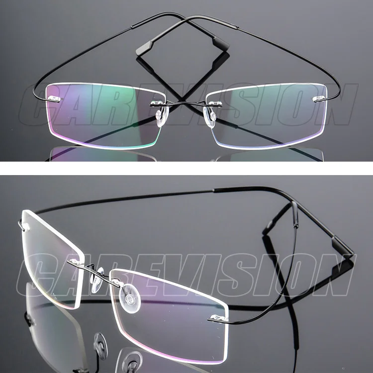 Rimless Titanium Alloy RX Prescription Eye Glasses Frame Unisex Flexible 47mm 3