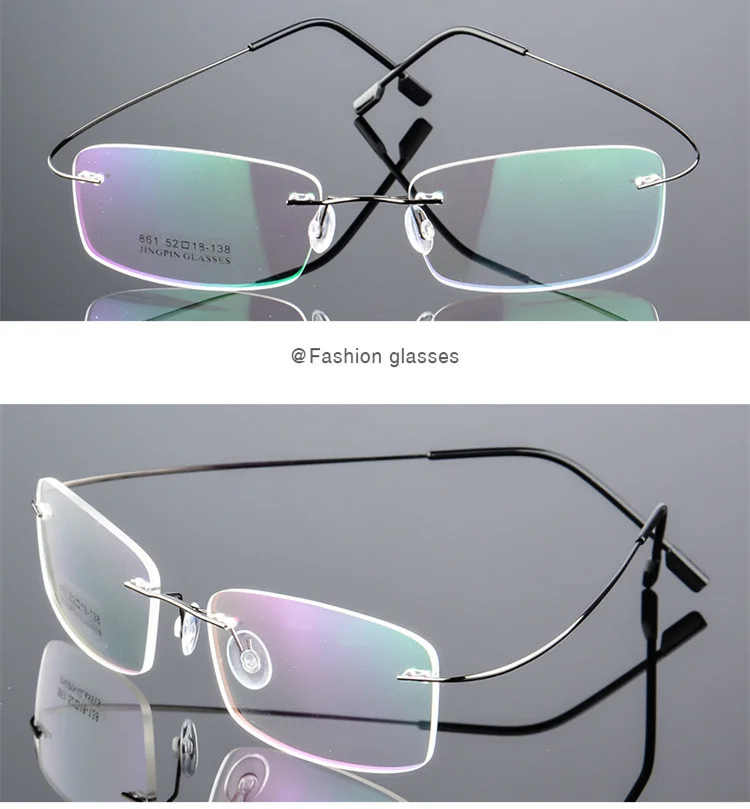 Rimless Titanium Alloy RX Prescription Eye Glasses Frame Unisex Flexible 47mm 4
