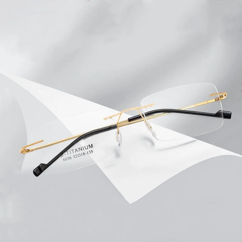 Rimless titanium alloy unisex prescription eyeglass frames! Lightweight/flexible 3