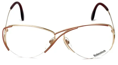 Rodenstock German Designer Reading Glasses 828 Gold & Red 59mm Oversized Rimless