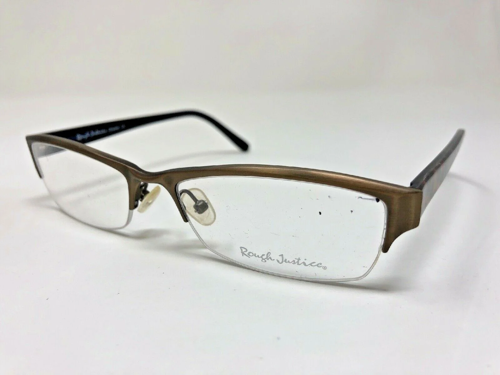 ROUGH JUSTICE CHEATER GOLD RUSH Eyeglasses Frame 54-17-135 Half Rim Brown MZ52
