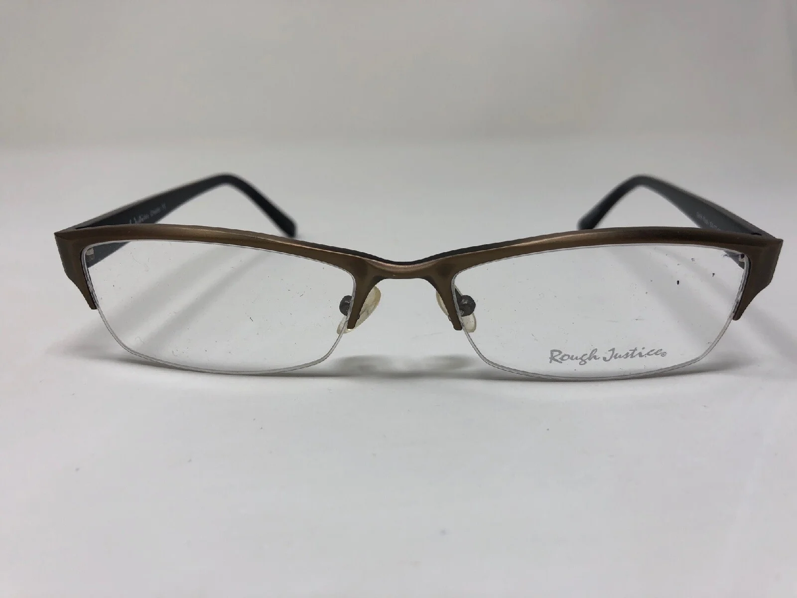 ROUGH JUSTICE CHEATER GOLD RUSH Eyeglasses Frame 54-17-135 Half Rim Brown MZ52 3