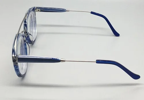 Round Double Bridge Bars Acetate Small Blue K9203 Glasses FRAMES ONLY 3
