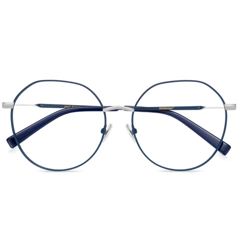 Round Glasses Oversized Metal Frame for Big Face Men Large Head Eyeglasses Blue 3