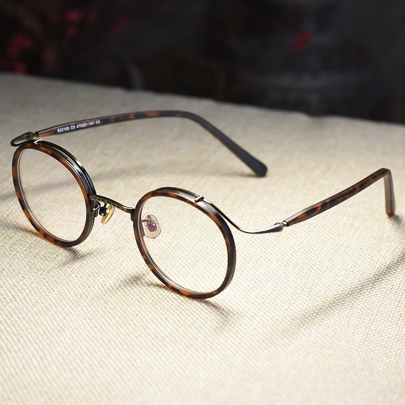 Round tortoise Eyeglasses for men John Lennon womens dark tortoise round glasses 3