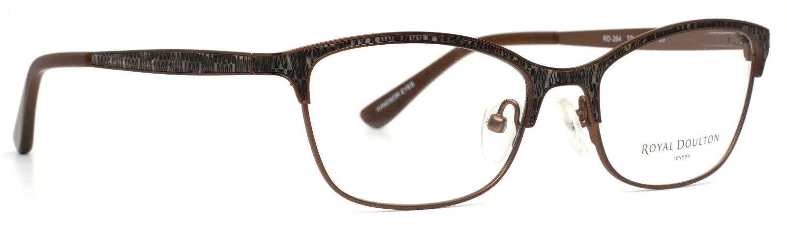 ROYAL DOULTON RD-264 TP Brown Topaz Womens Semi Cat Eye Eyeglasses 51-17-135 3