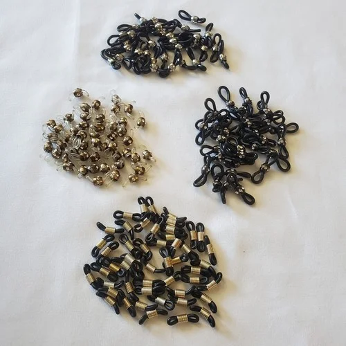 Rubber Eyeglass Loop End Closures With Rhinestones Lot Of 160 Black Clear Silver 2