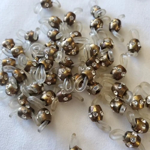 Rubber Eyeglass Loop End Closures With Rhinestones Lot Of 160 Black Clear Silver 4