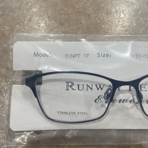 RUNWAY PETITE EYEGLASS FRAMES 50-15-130 BLUE STAINLESS STEEL MSRP $70 2
