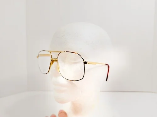 Safety Eyeglasses Frames 5-5/8 Red/Brown Wood Grain Gold PC250 to Z87 58 18 3