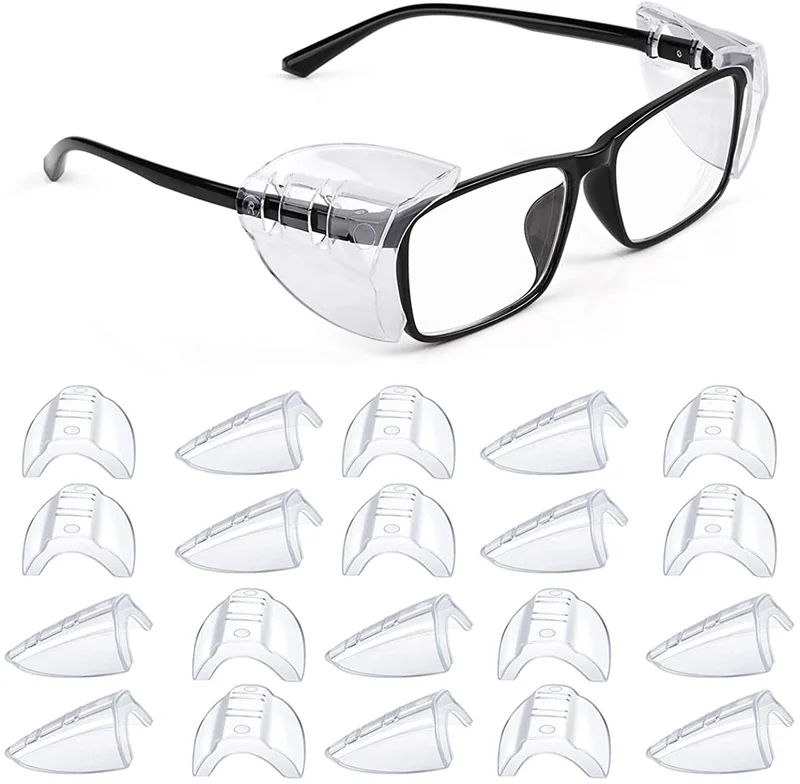 Safety Glasses Side Shields for Prescription Glasses, Slip on Clear Eye Glasses, 4