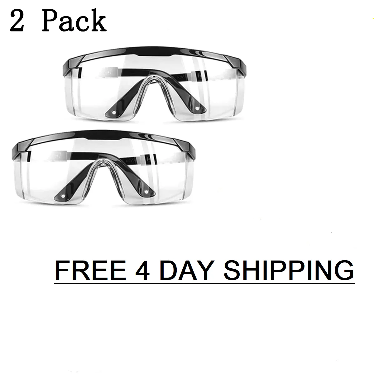 Safety Goggles 2pcs Protective Eye Glasses Chemical Lab Work Anti Fog Clear Lens