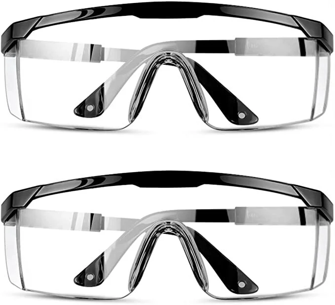 Safety Goggles 2pcs Protective Eye Glasses Chemical Lab Work Anti Fog Clear Lens 2