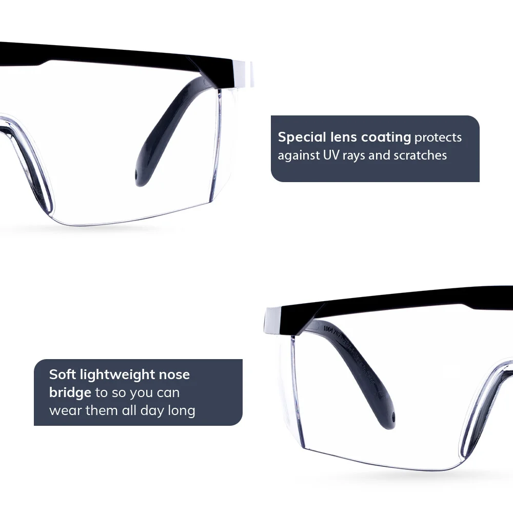 Safety Goggles 2pcs Protective Eye Glasses Chemical Lab Work Anti Fog Clear Lens 4