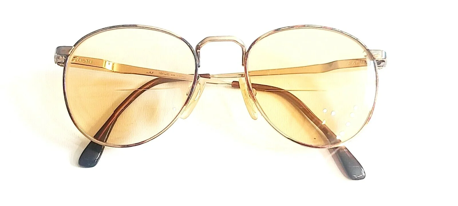 Safilo Elasta Brown Gold Oversized Round Eyeglasses/Sunglasses Frames NO Lenses