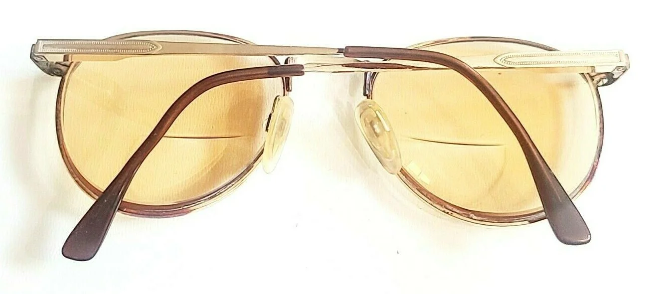 Safilo Elasta Brown Gold Oversized Round Eyeglasses/Sunglasses Frames NO Lenses 2