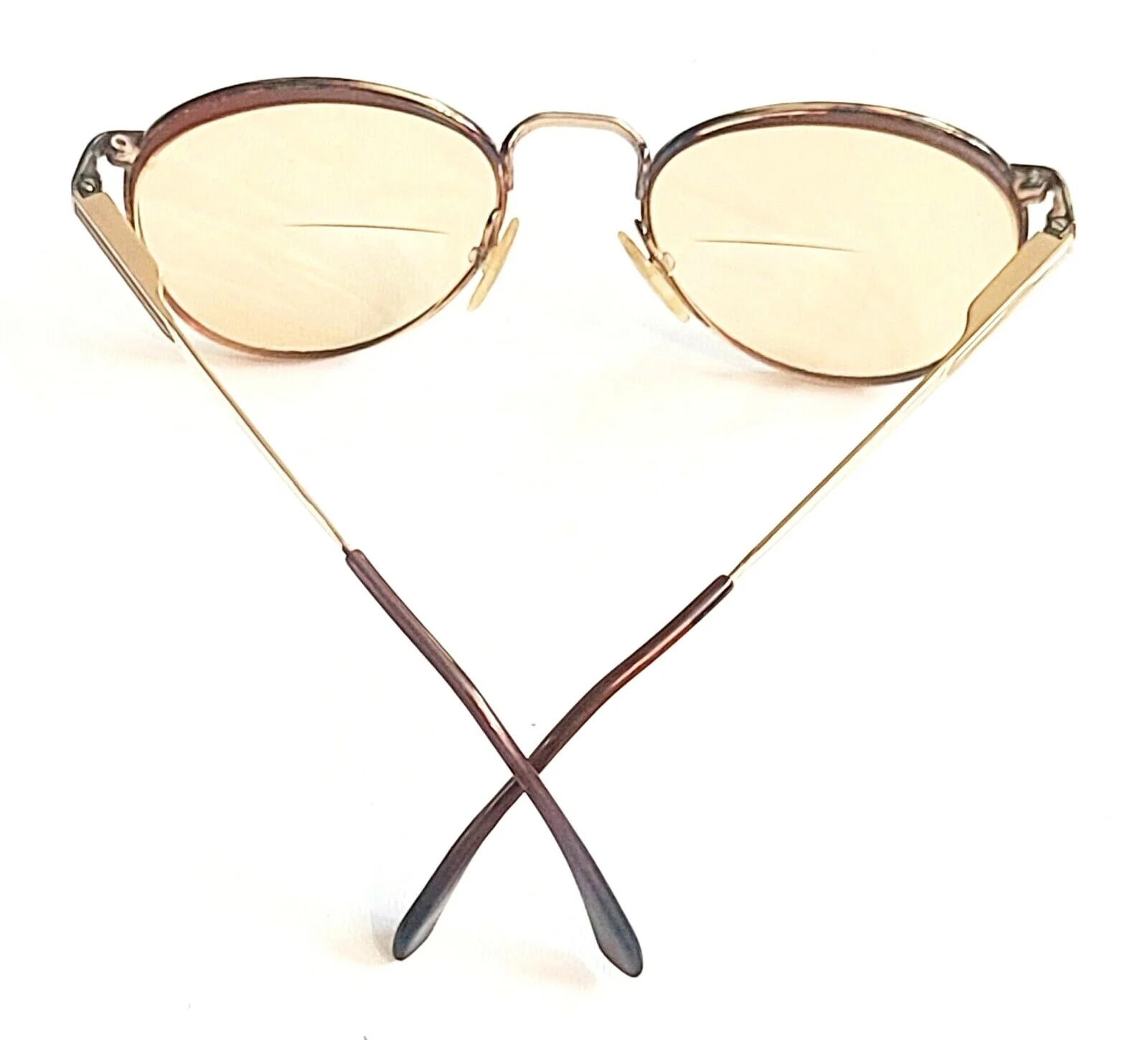 Safilo Elasta Brown Gold Oversized Round Eyeglasses/Sunglasses Frames NO Lenses 3