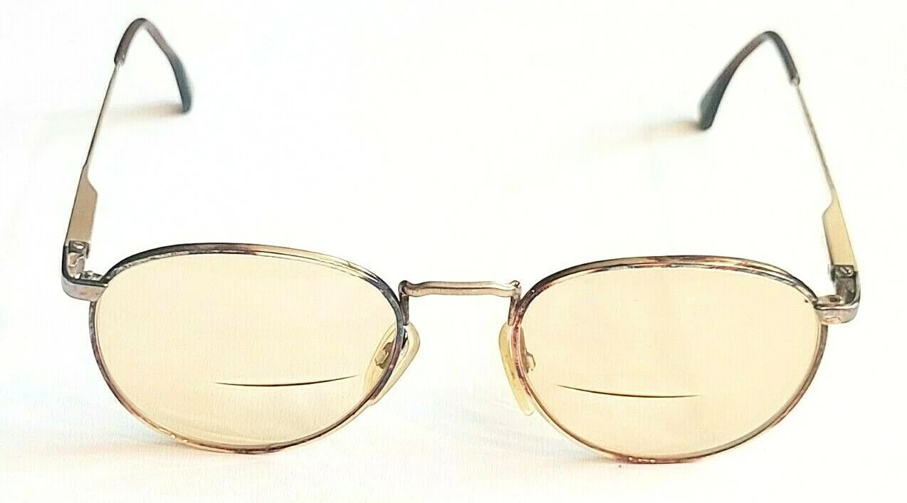 Safilo Elasta Brown Gold Oversized Round Eyeglasses/Sunglasses Frames NO Lenses 4