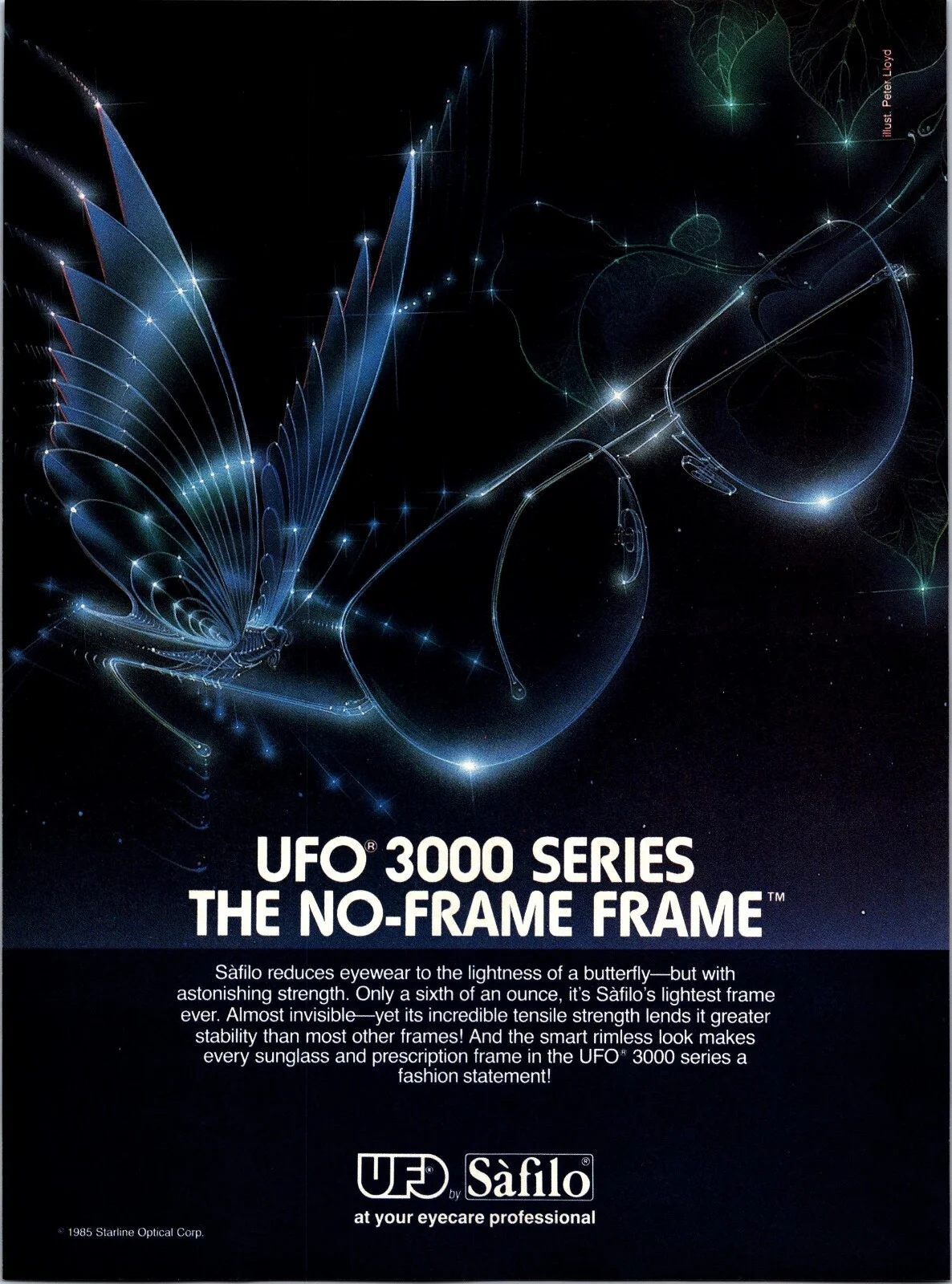 Safilo UFO 3000 Glass Frame Print Ad 1985 Ephemera Wall Art Decor