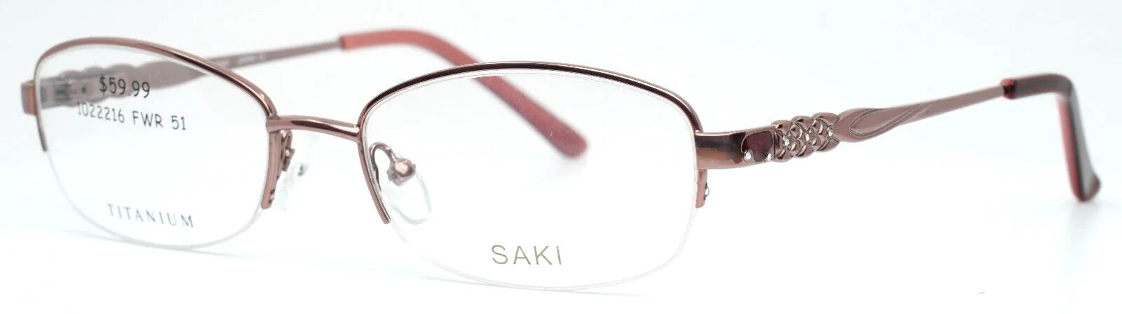 SAKI 318 RSGLD Rose Gold Womens Oval Half Rim Eyeglasses 51-17-135
