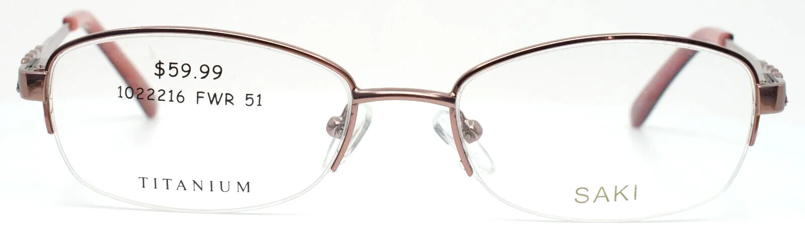 SAKI 318 RSGLD Rose Gold Womens Oval Half Rim Eyeglasses 51-17-135 2