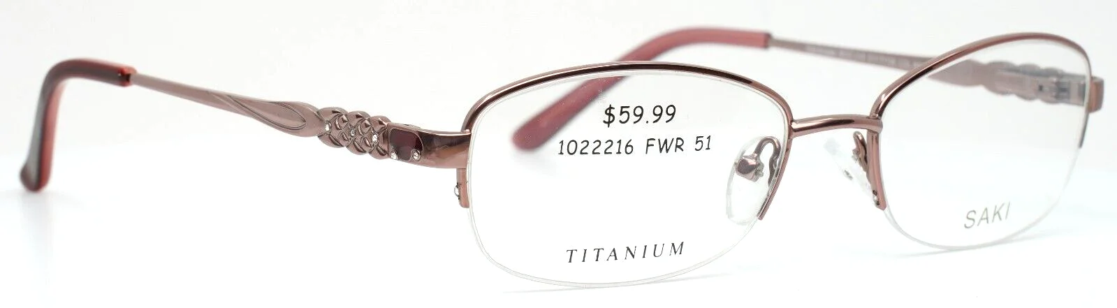 SAKI 318 RSGLD Rose Gold Womens Oval Half Rim Eyeglasses 51-17-135 3