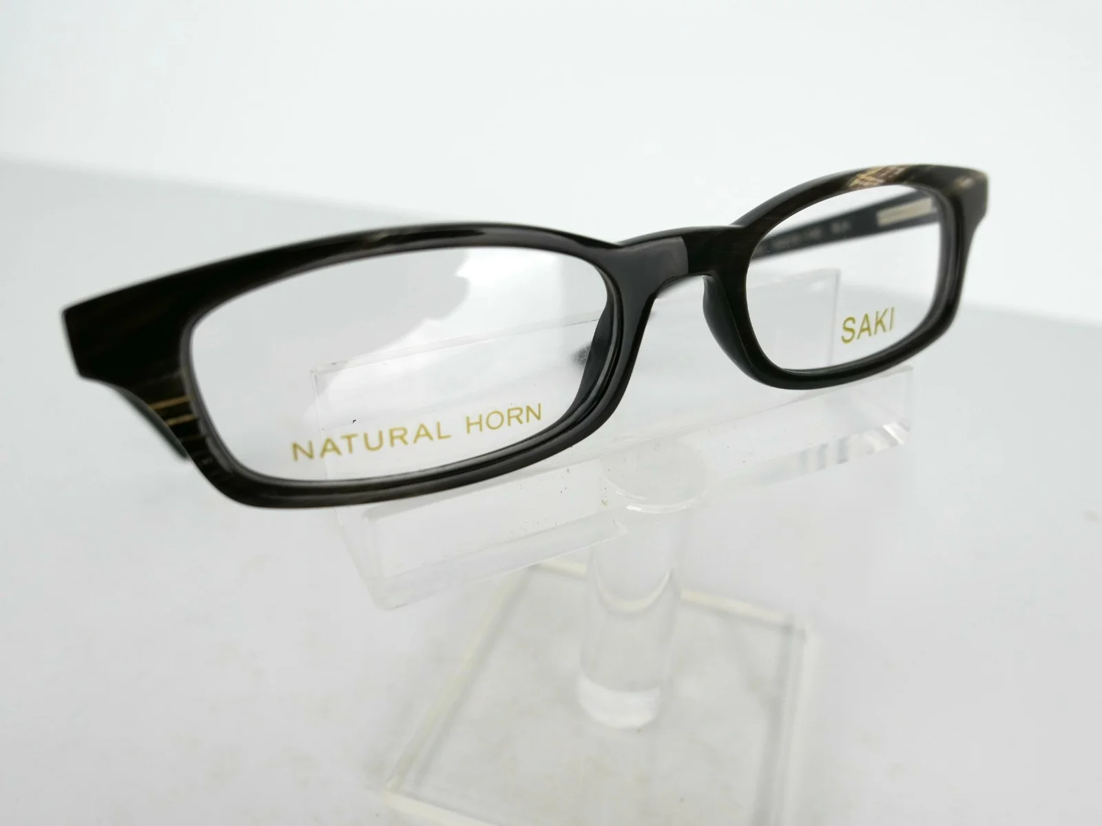 Saki Mod. 682 (BLK) Black Natural Horn 50 x 19 140 mm Eyeglass Frames